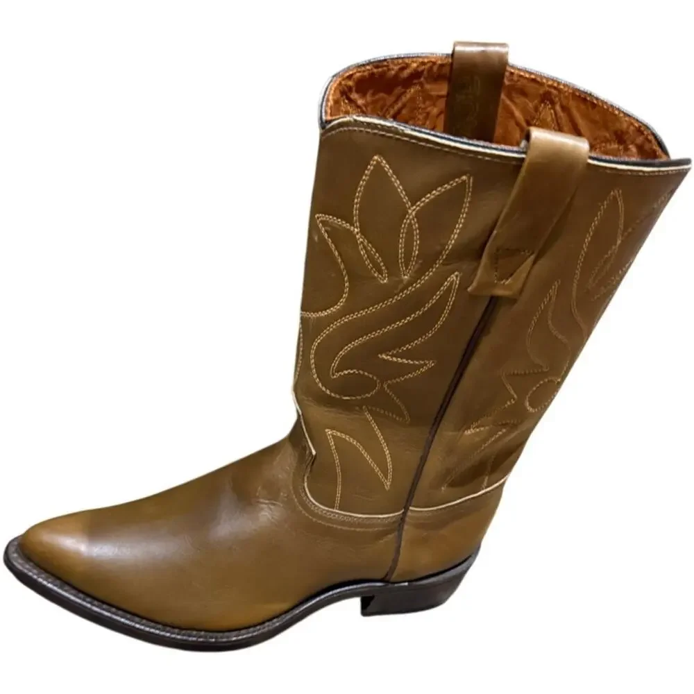 Vintage Acme Cowboy Boots Mens 8E USA Brown Leather Fits Womens 9.5-10 Wide